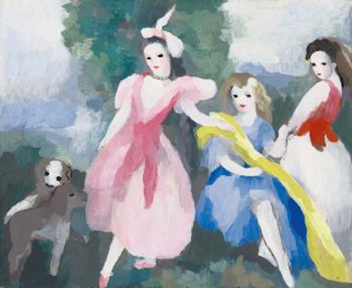 Trois Jeunes Filles Aux Petits Chiens by Marie Laurencin