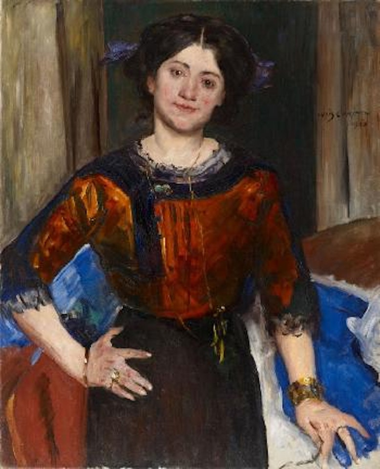 Porträt Charlotte Corinth In Brauner Bluse by Lovis Corinth