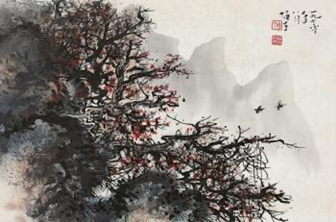 Two Birds Flying In The Mountain by Li Xiongcai