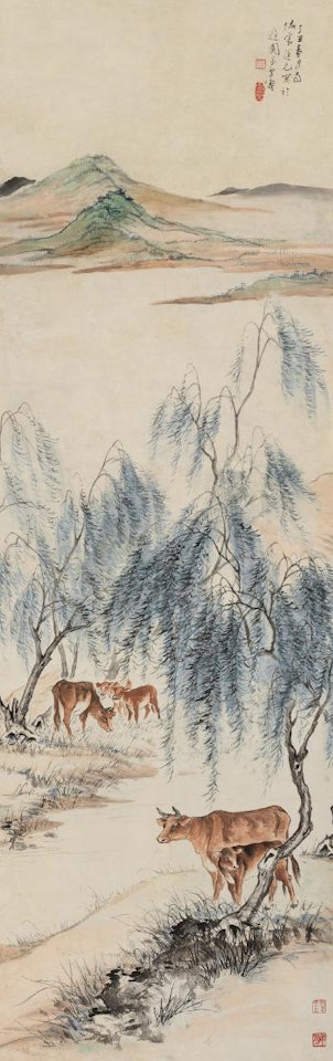 Herding Under The Willow Trees by Wang Xuetao