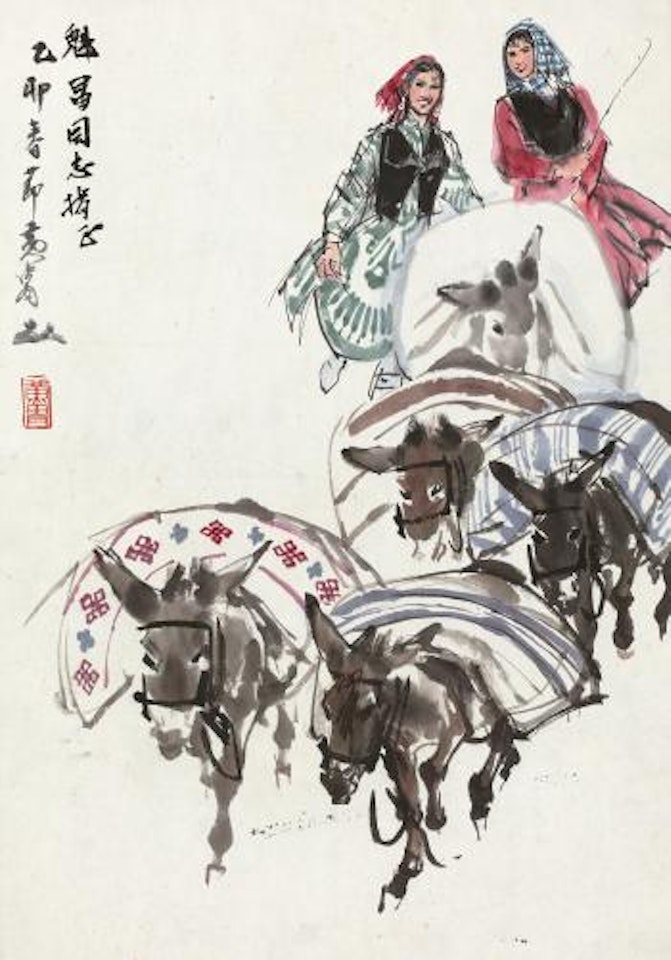 Girls And Donkeys by Huang Zhou