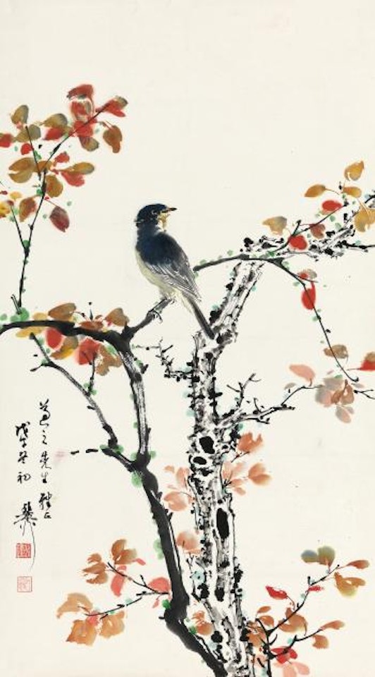 Red Leaves And Bird by Xie Zhiliu