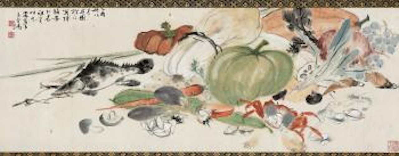 Vegetables, Fish And Crab by Wang Xuetao