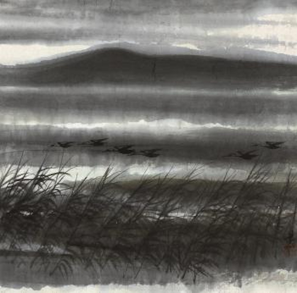 Geeses And Reeds by Lin Fengmian