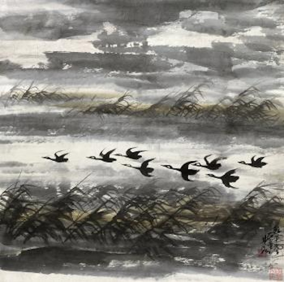 Geese And Reed by Lin Fengmian
