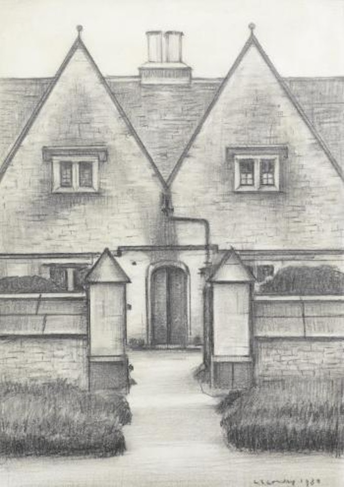 Almshouses at Northleach by Laurence Stephen Lowry