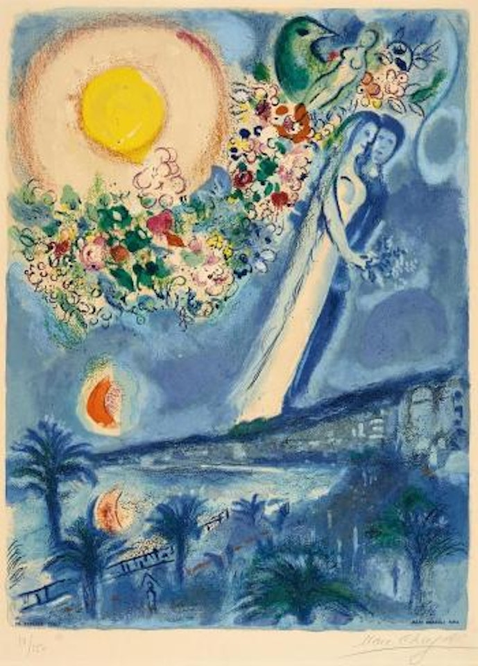 Fiancés Dans Le Ciel De Nice by Marc Chagall