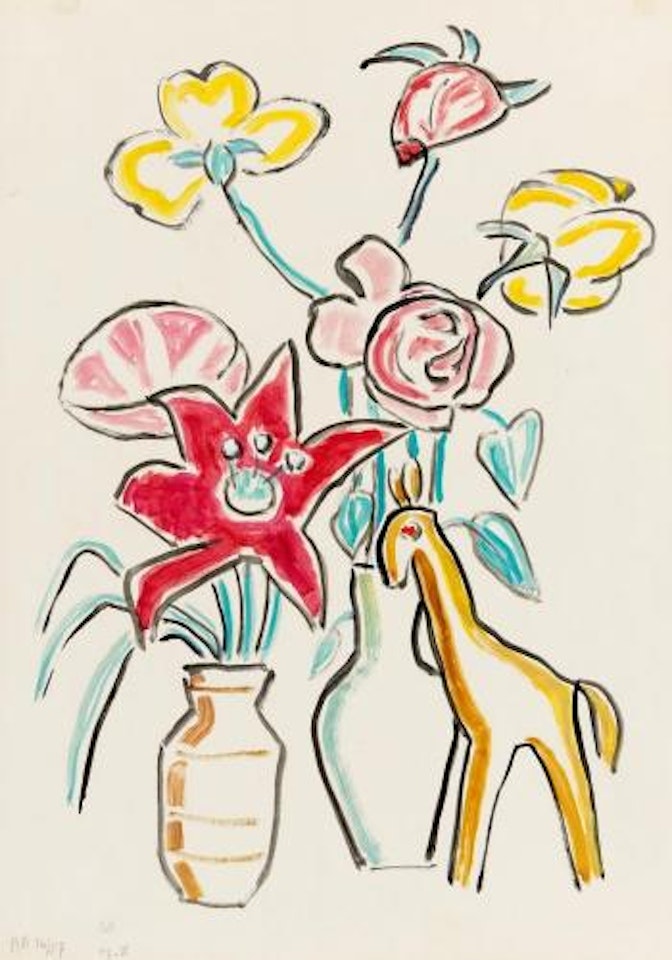 Floral Still Life With Giraffe by Gabriele Münter