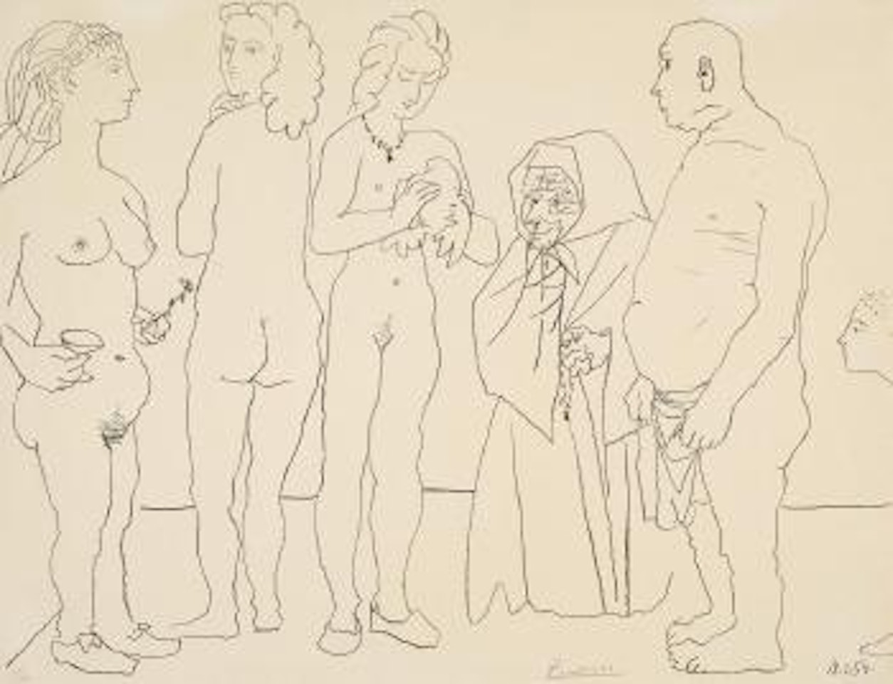 Personnages Et Colombe by Pablo Picasso