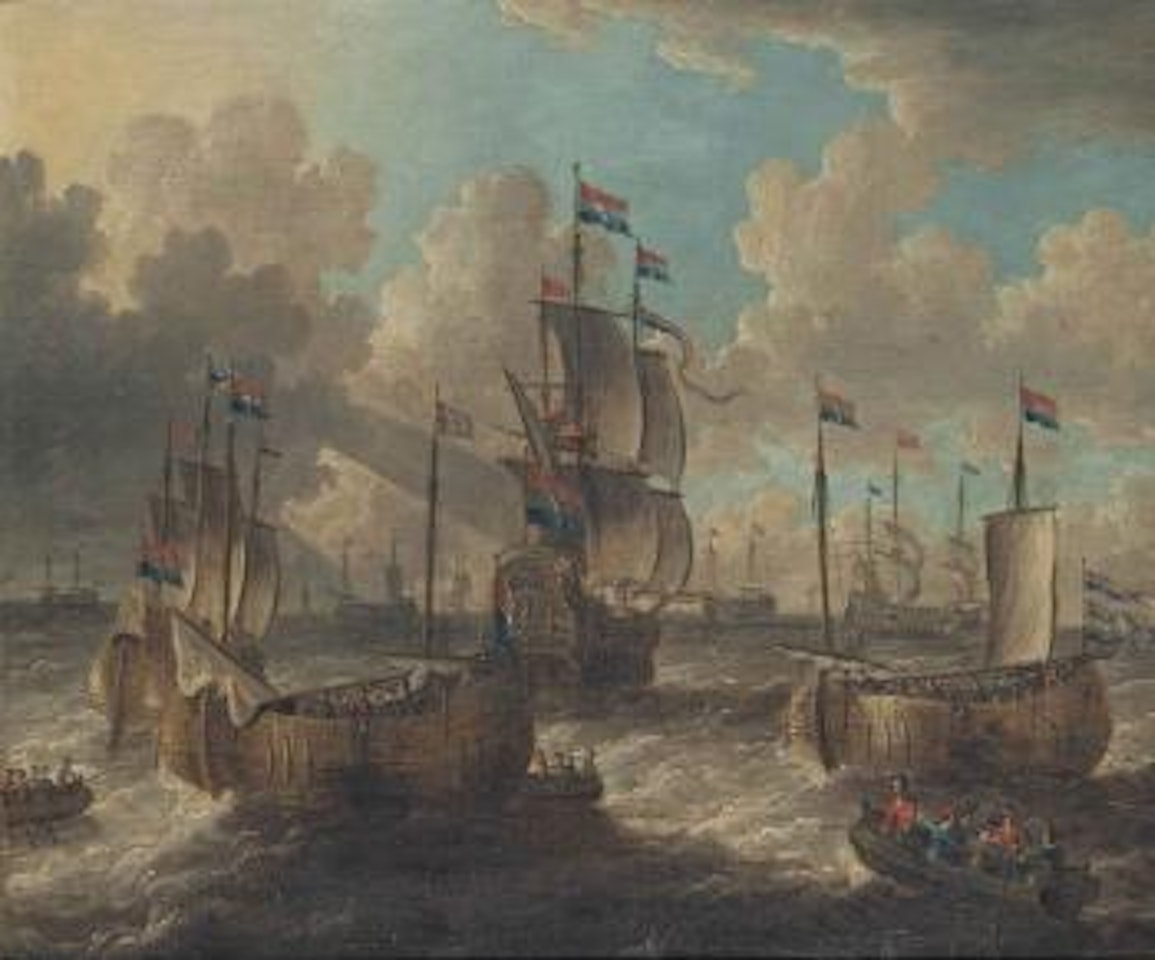 The Dutch fleet assembling at the mouth of the Scheldt, possibly for the arrival of Peter the Great on his visit to Amsterdam, August - September, 1697 by Pieter van de Velde