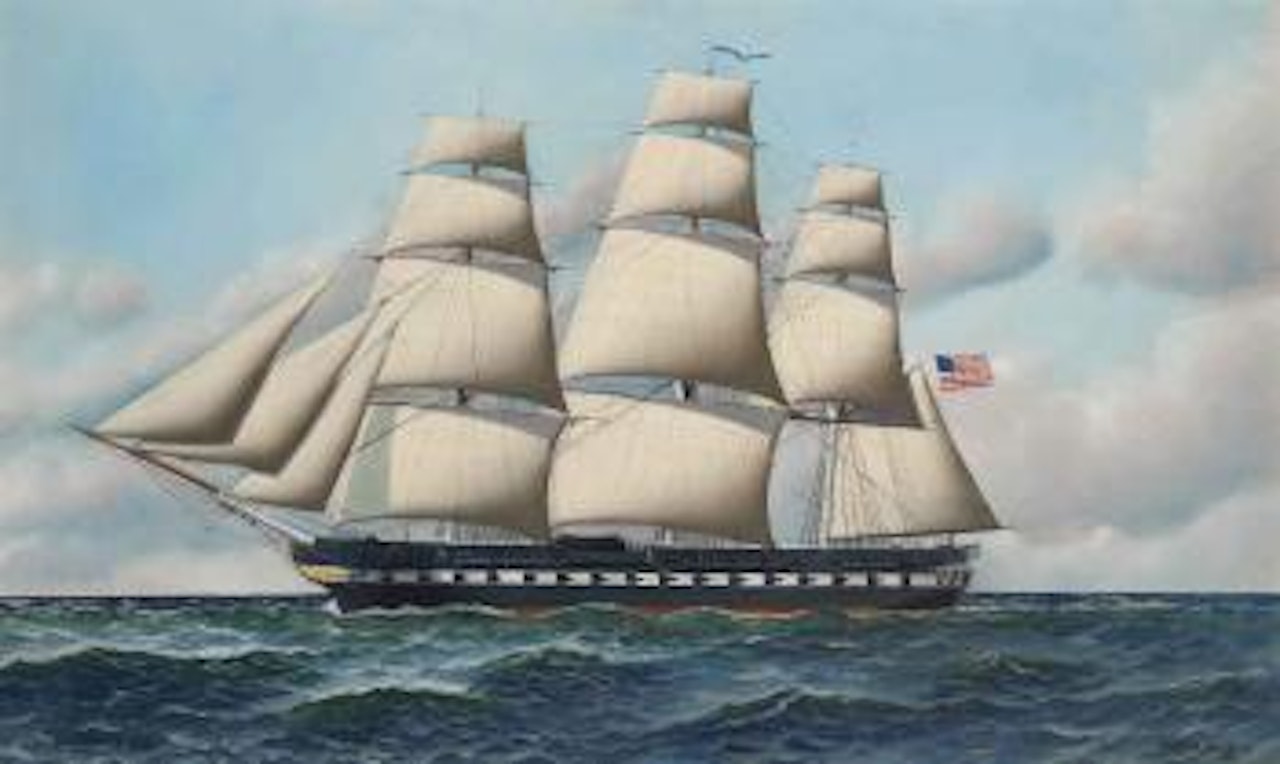 The USS Constitution in full sail by Antonio Jacobsen