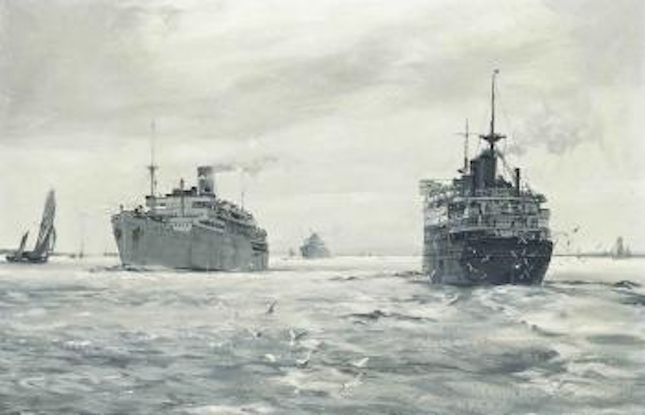 Transport troops by Montague Dawson