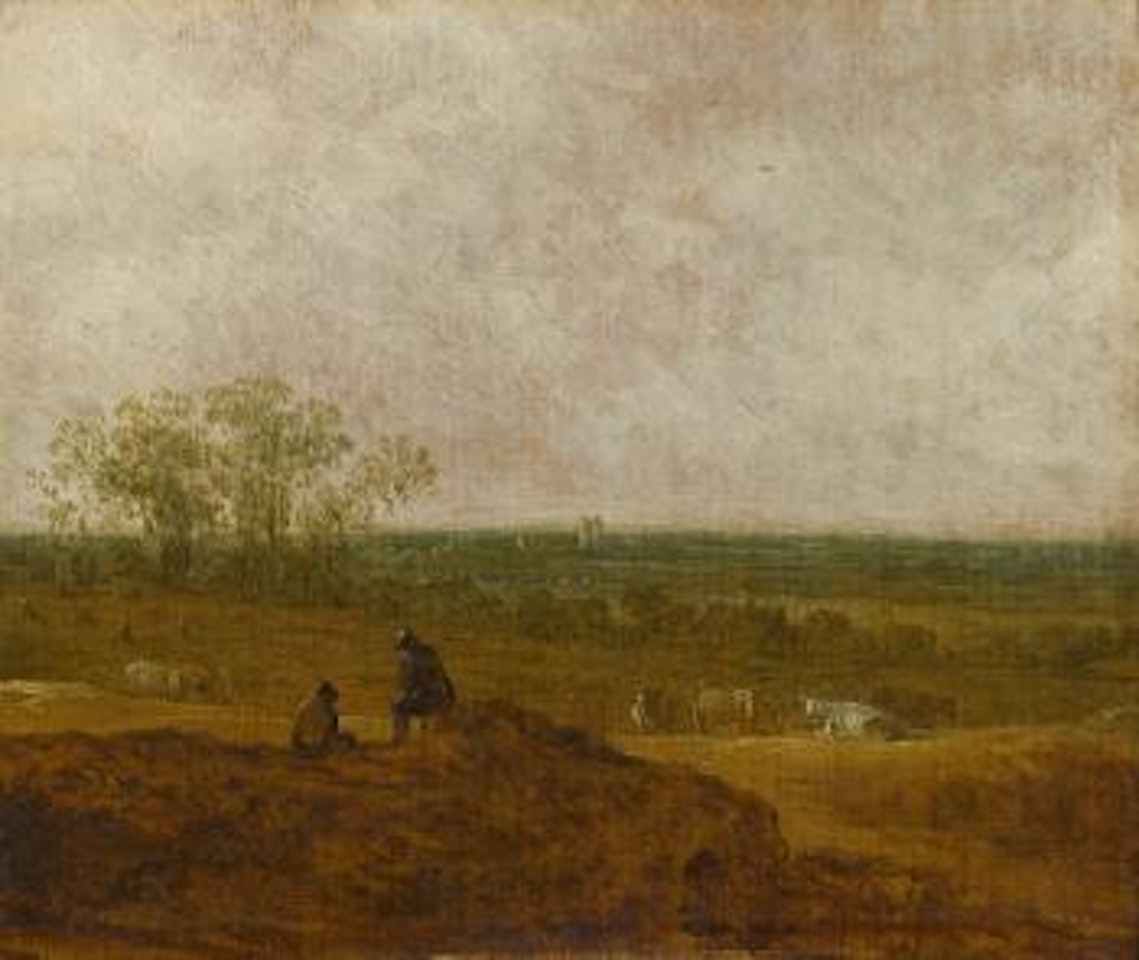 Figures And Cattle In a Landscape by Jan van Goyen