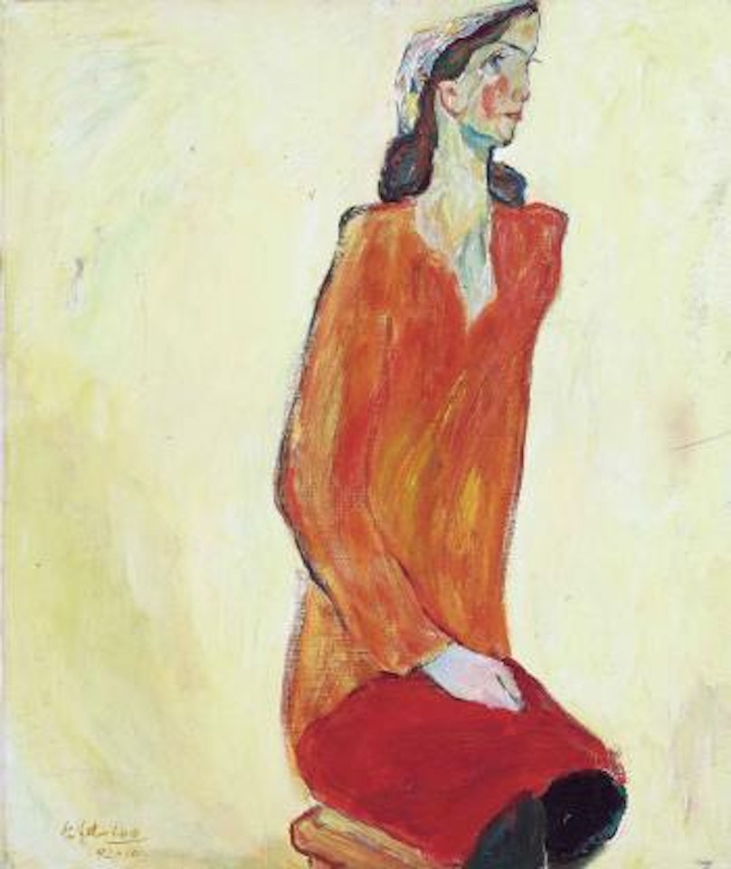 Xinjiang Lady in Red Clothes by Luo Erchun