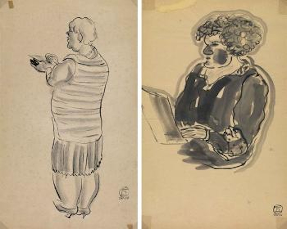 Turning Back; & Lady Reading by Sanyu