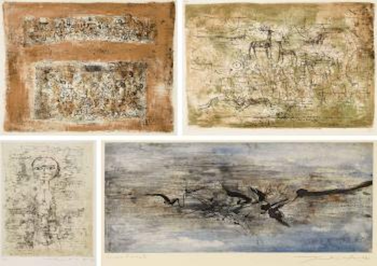 Les Cerfs; Nu debout; Entre deux villes; & Untitled by Zao Wou-Ki