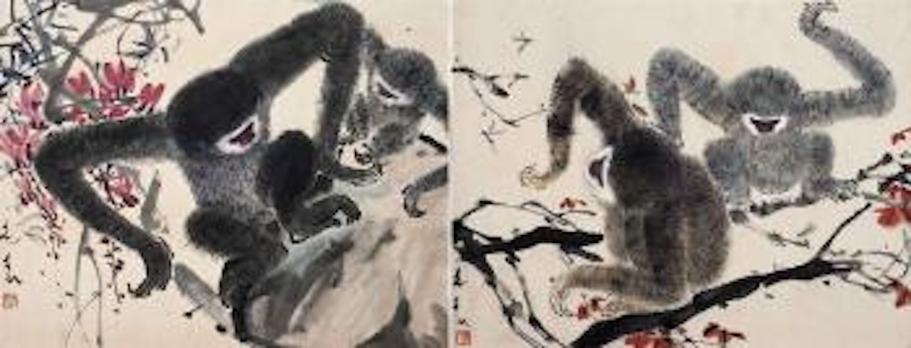 Two Pairs of Gibbons by Chen Wen Hsi