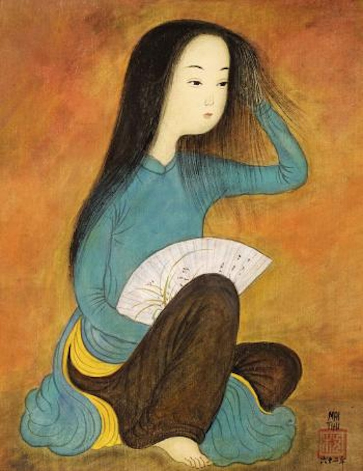 Girl with Fan by Mai Trung Thu