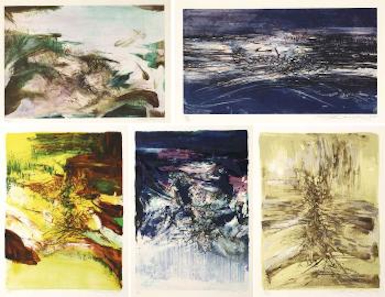 Untitled; Untitled; Untitled; Untitled; & Untitled by Zao Wou-Ki
