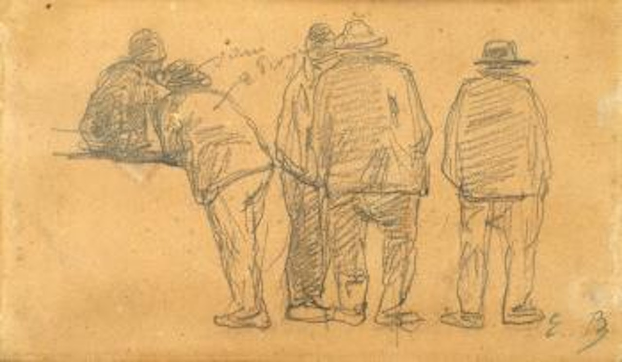 5 pecheurs de dos by Eugène Boudin