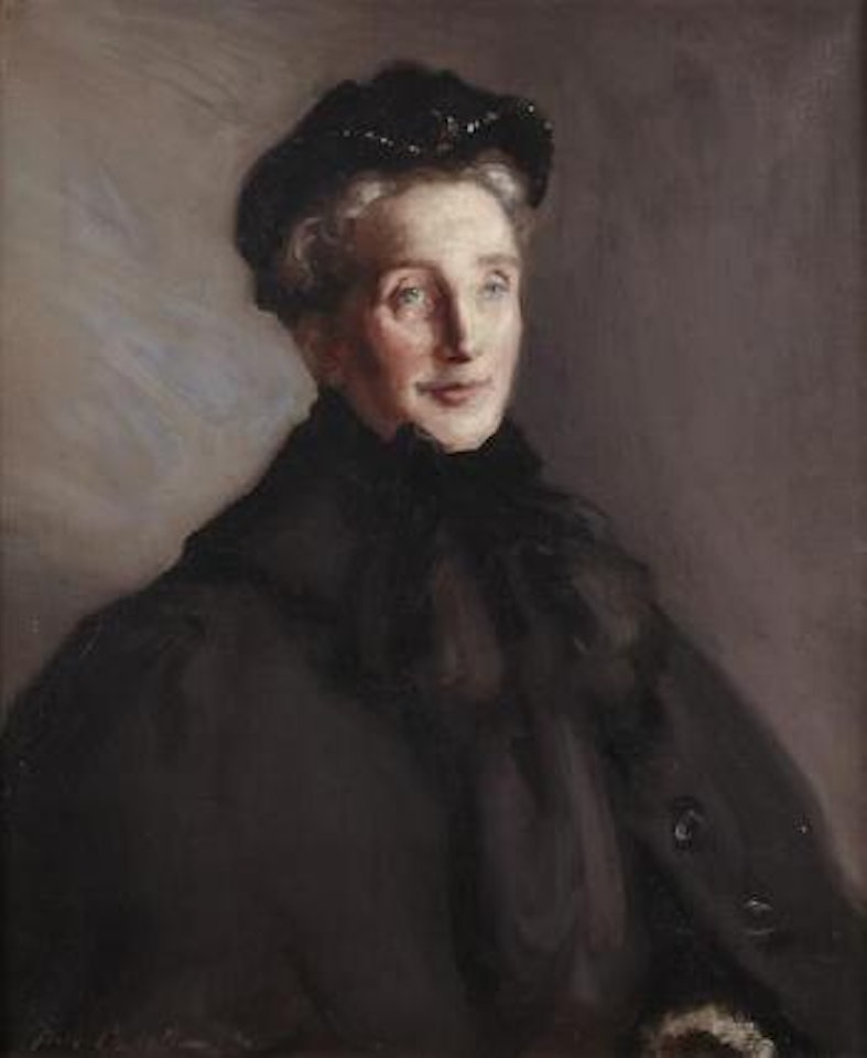 Half Length Portrait Of A Lady In Black - Lady Skelton by Francis Campbell Boileau Cadell