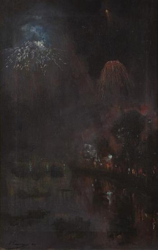Fireworks Over The Kelvin: Glasgow International Exhibition by John Lavery