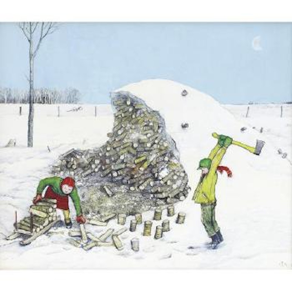 Prairie children fetching firewood by William Kurelek