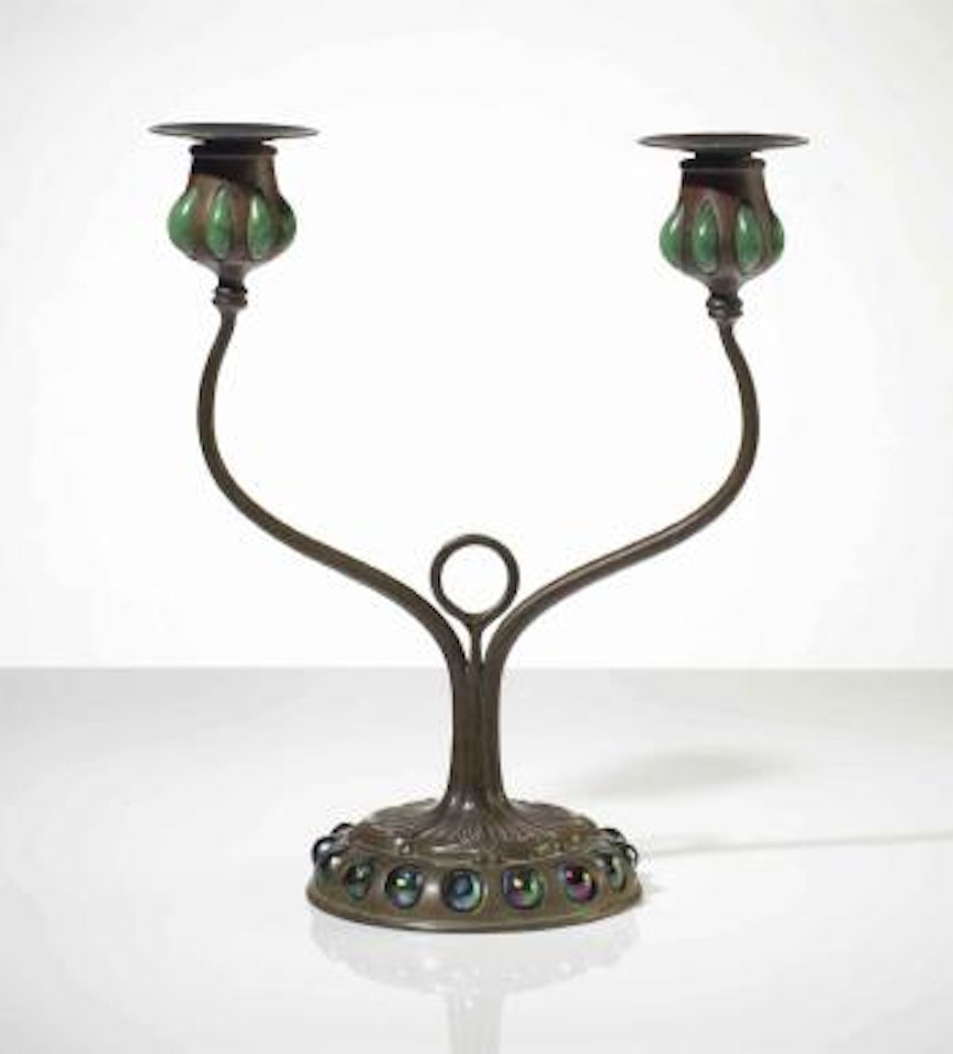 A Two-Arm Candlestick by Tiffany Studios