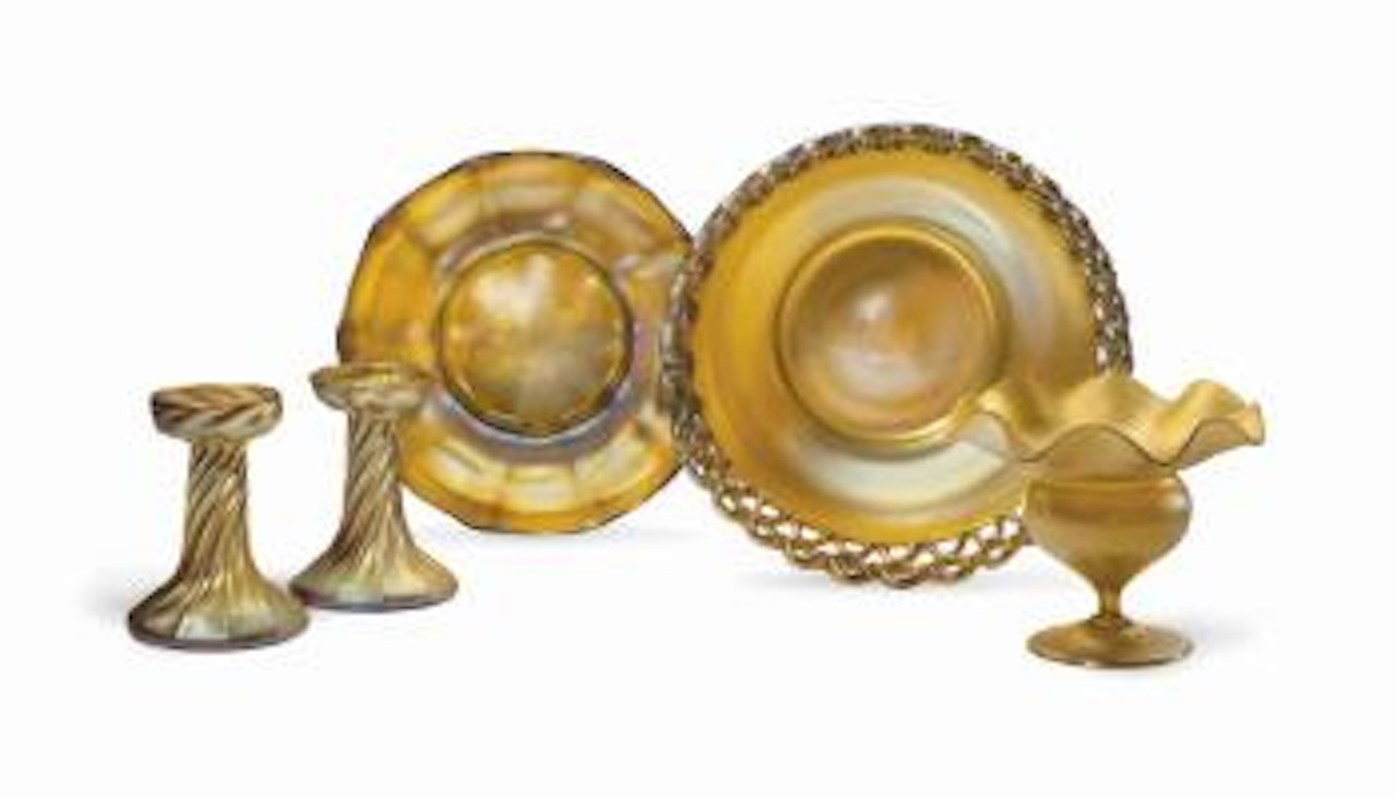 A Group of Five Table Articles by Tiffany Studios