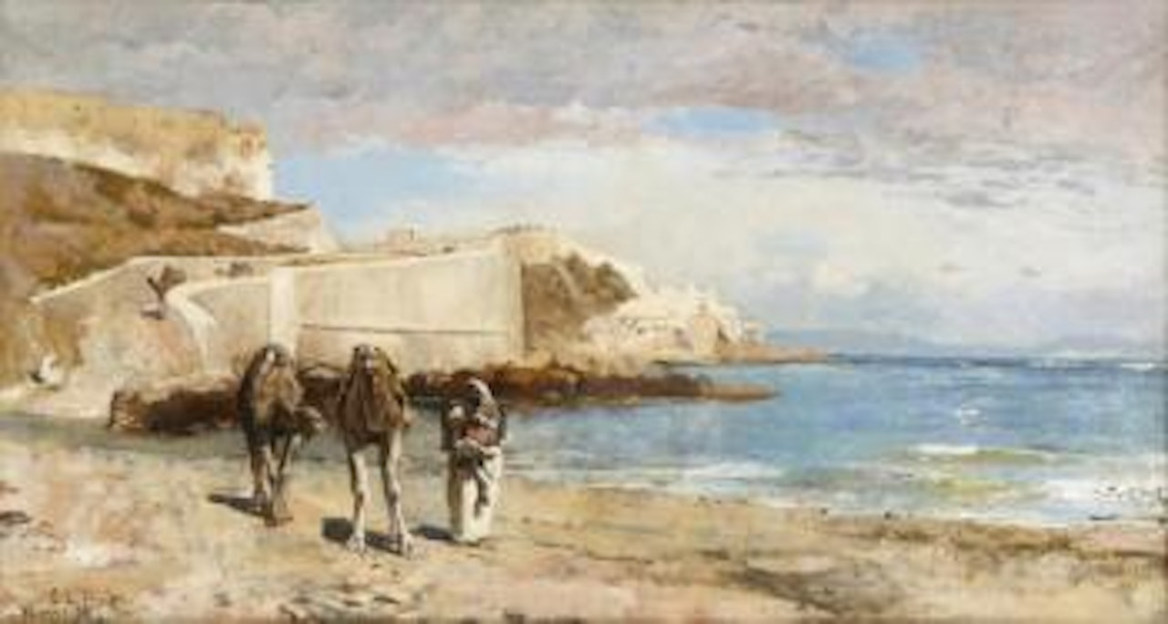 Marchand de chameaux sortant de Tanger by Edwin Lord Weeks