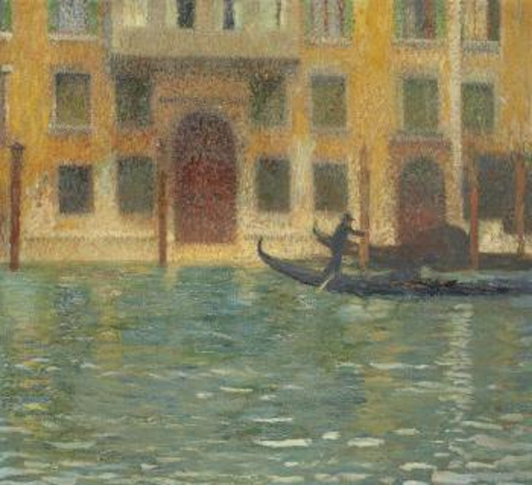 Deux gondoles devant un palais vénitien by Henri Jean Guillaume Martin