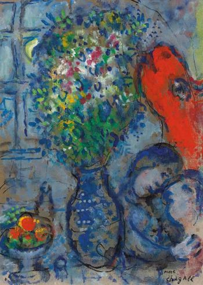 L'âne rouge dans l'atelier by Marc Chagall