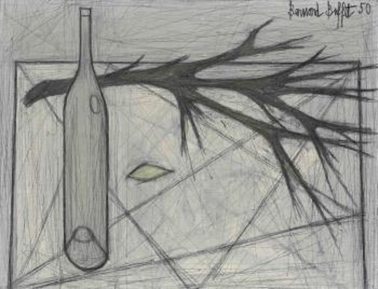 Bouteille et branche morte by Bernard Buffet