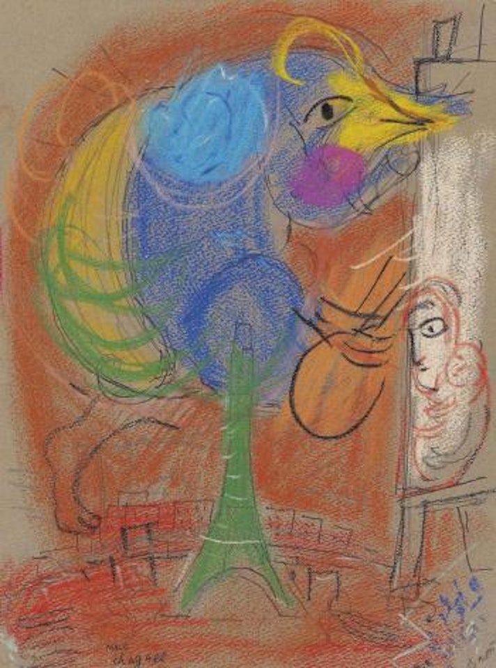 Le coq à la Tour Eiffel by Marc Chagall