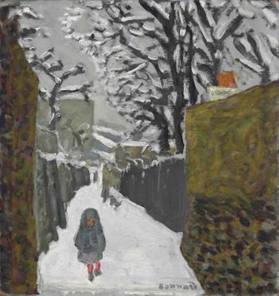 Paysage de neige, enfant au capuchon by Pierre Bonnard
