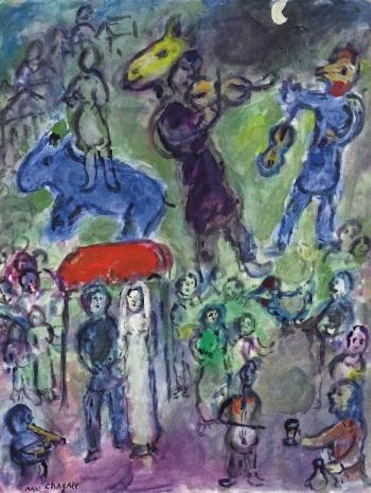Les fiancés au baldaquin by Marc Chagall