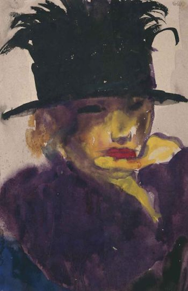 Dame mit schwarzem Hut by Emil Nolde