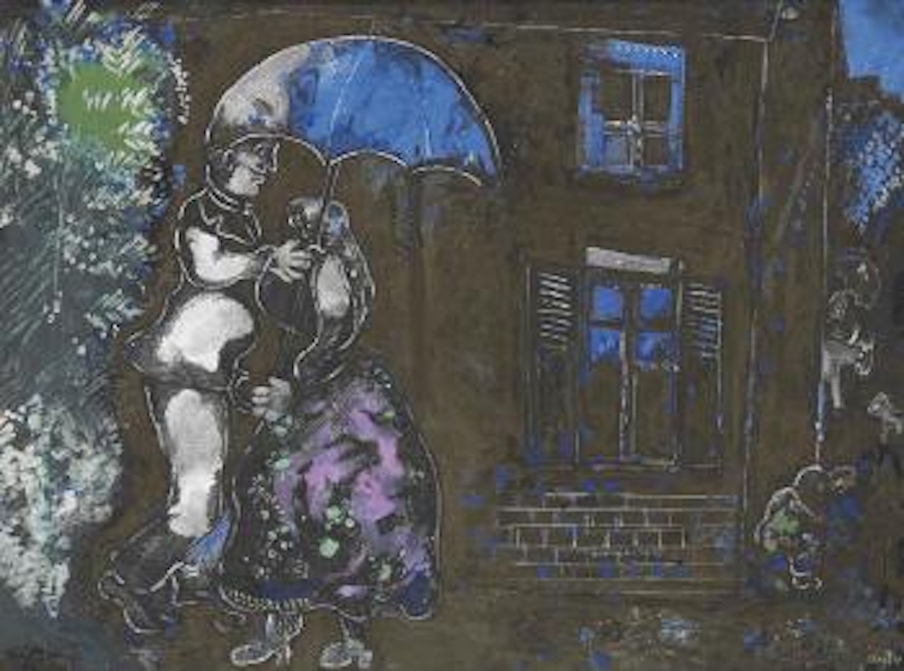 Couple sous la pluie by Marc Chagall