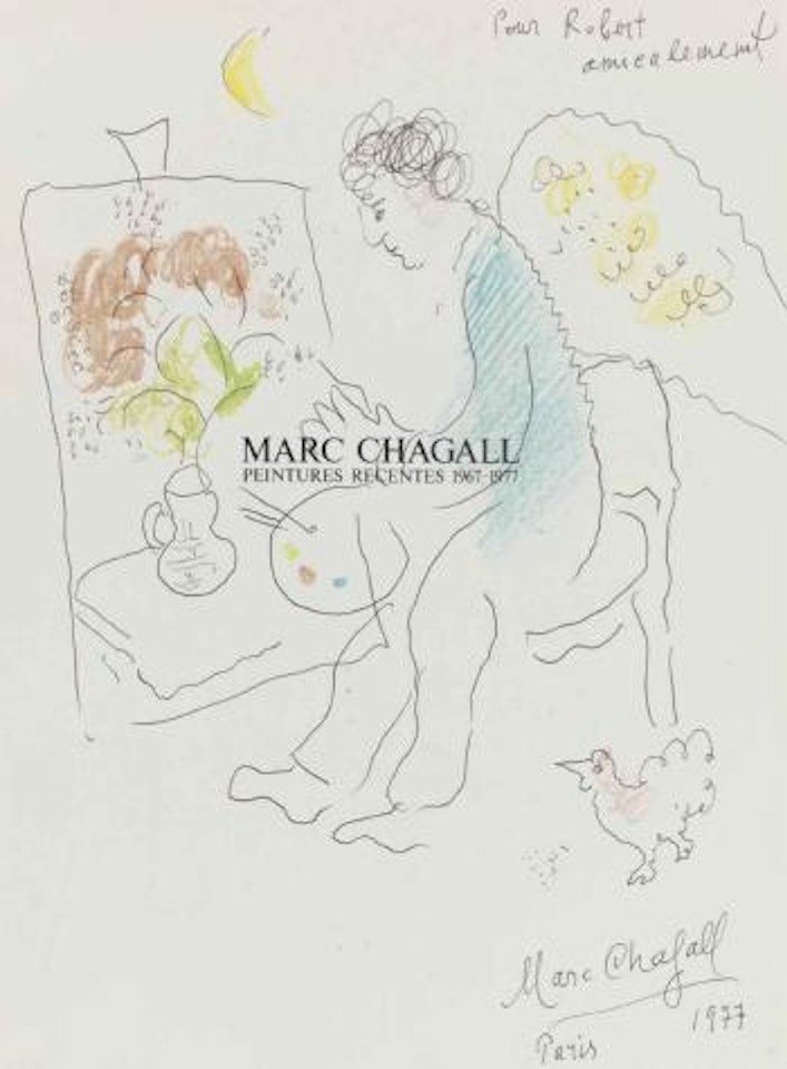 Le peintre ailé au chevalet by Marc Chagall