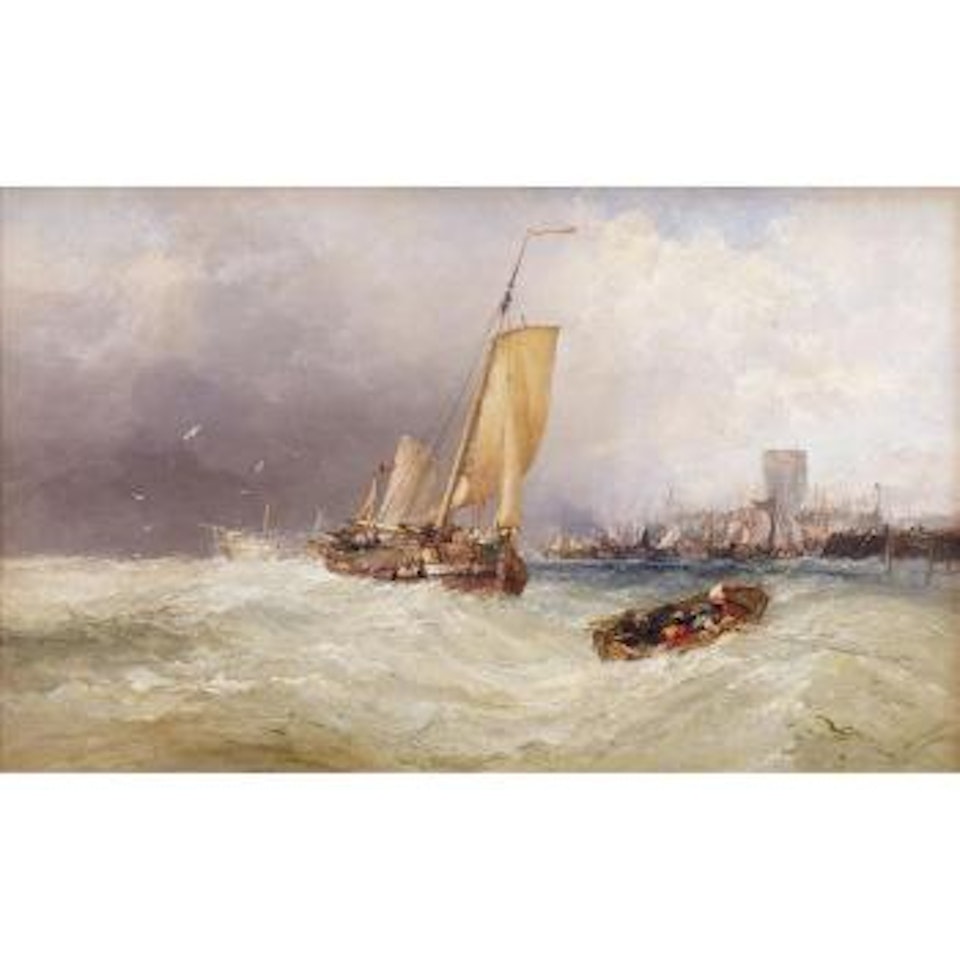 Fishing boats in a Channel port by James Webb