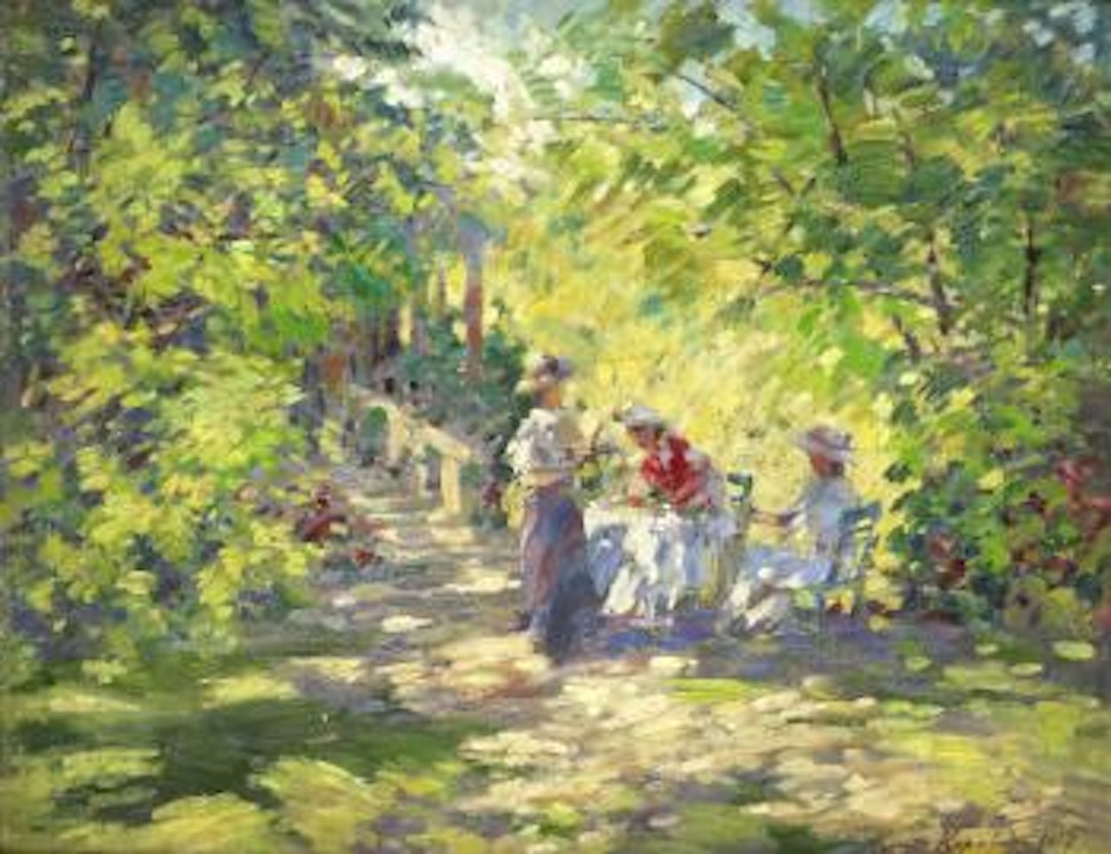 A sun-drenched garden by Konstantin Alekseevich Korovin