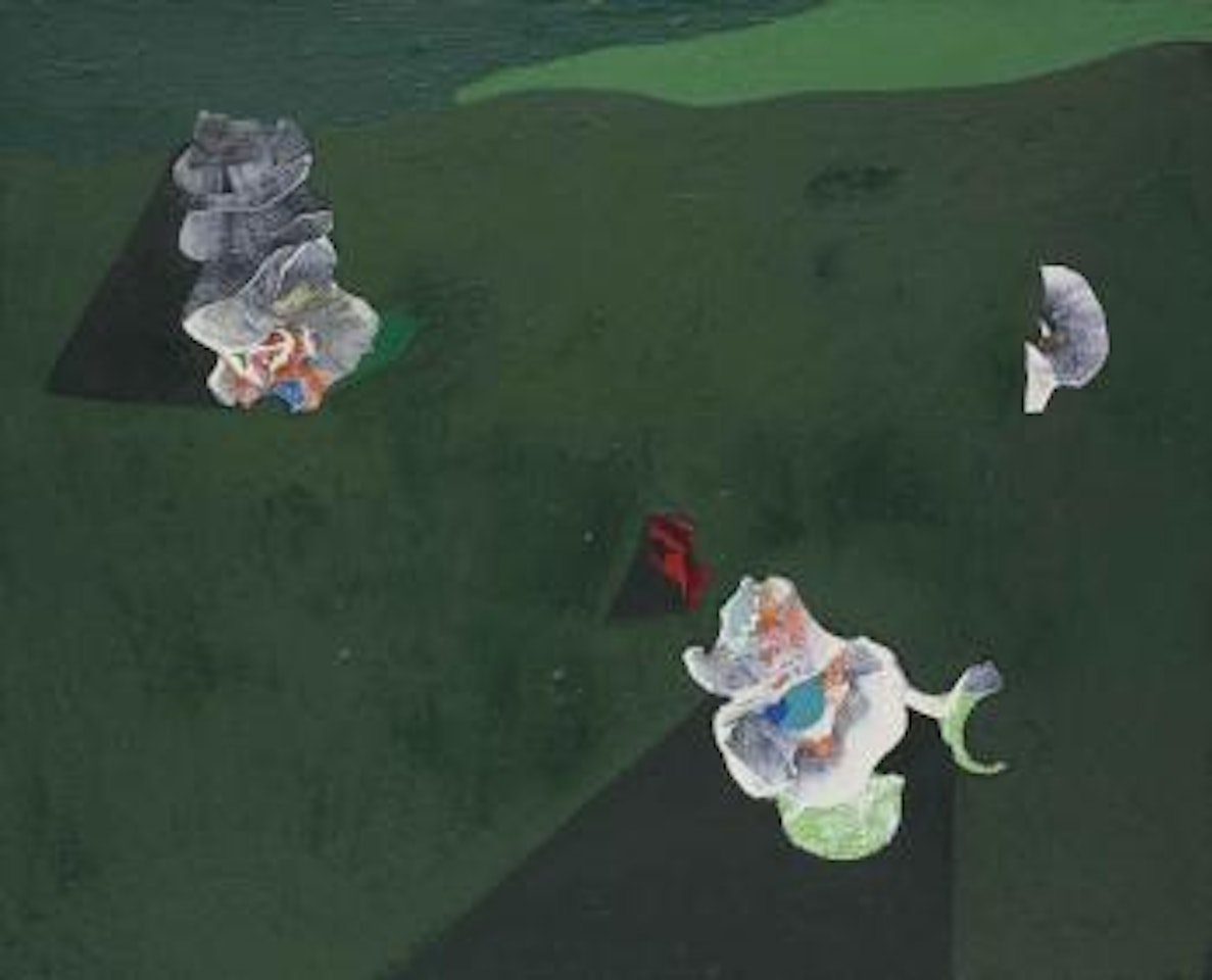 Fleurs sur fond vert by Max Ernst