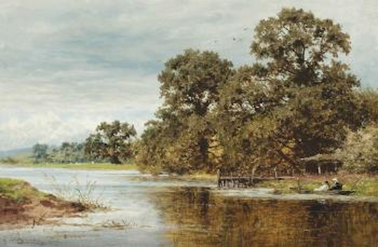 A peaceful day on the river by Benjamin Williams Leader
