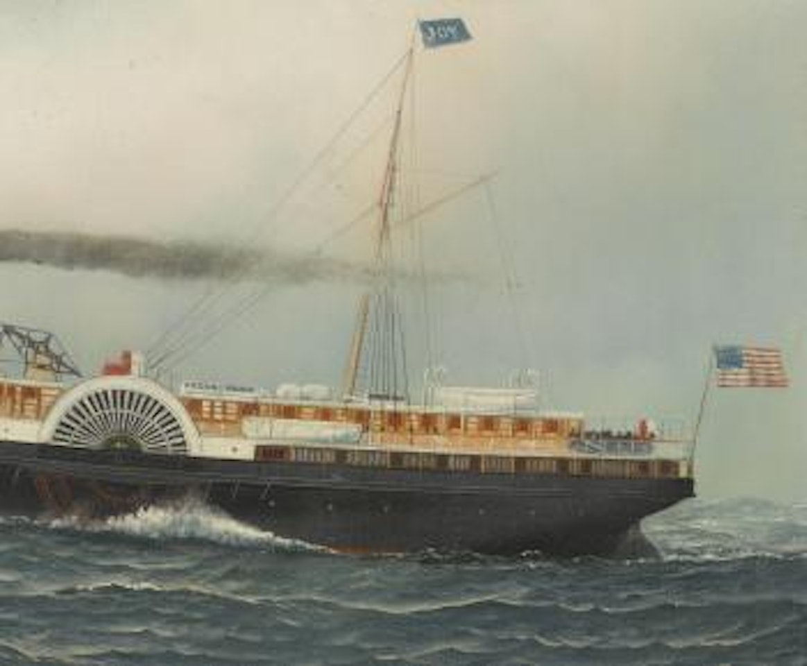 The paddle steamer Old Dominion at sea by Antonio Jacobsen