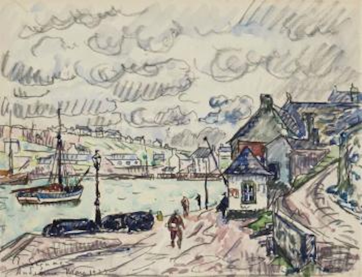 Audierne, le port by Paul Signac