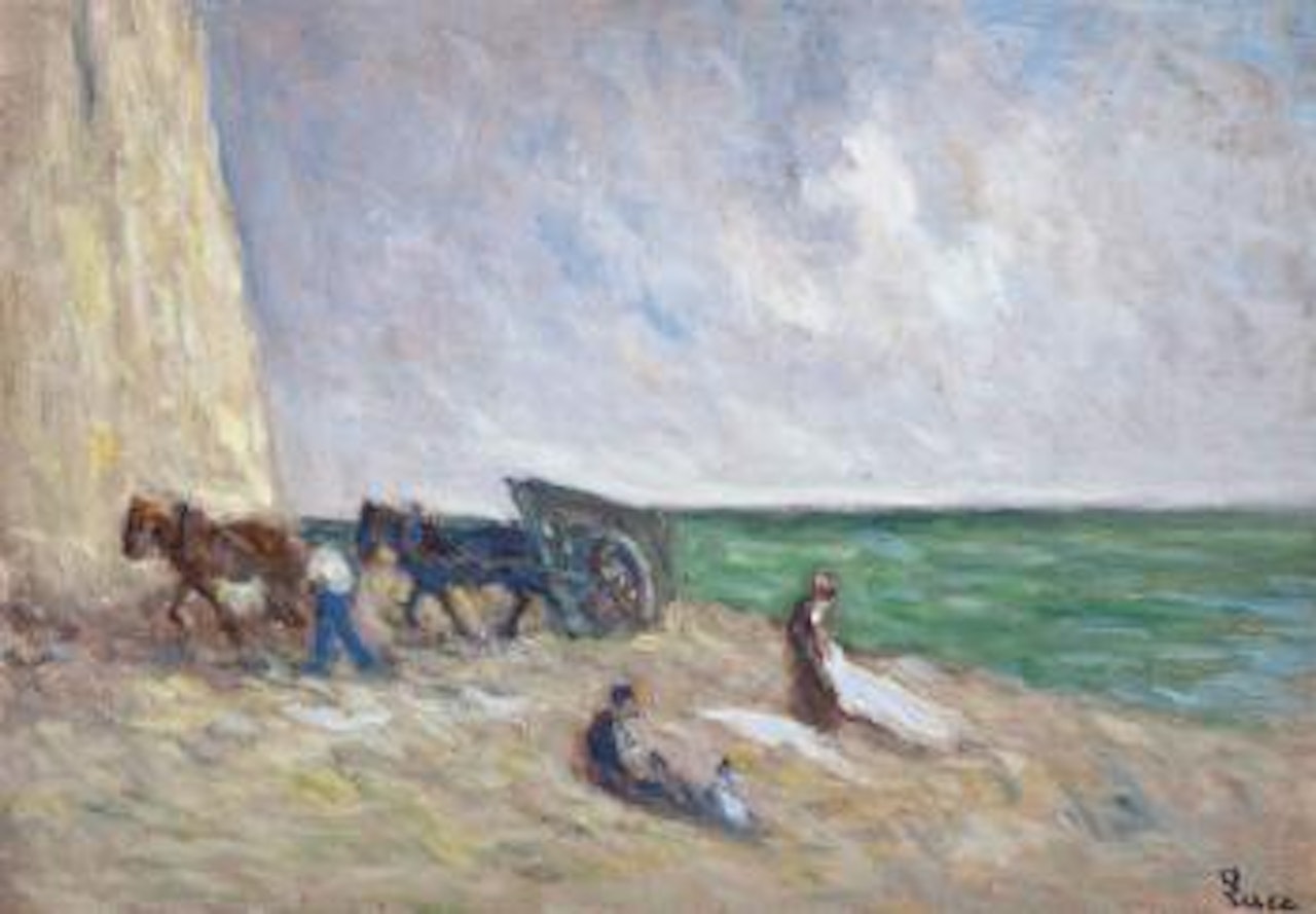Le Tréport, l'attelage au pied de la falaise by Maximilien Luce
