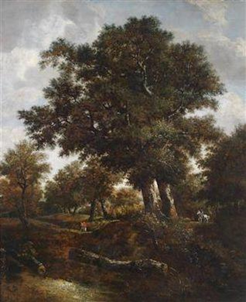 A wooded landscape with travellers and a horseman by Jan Van Kessel The Elder