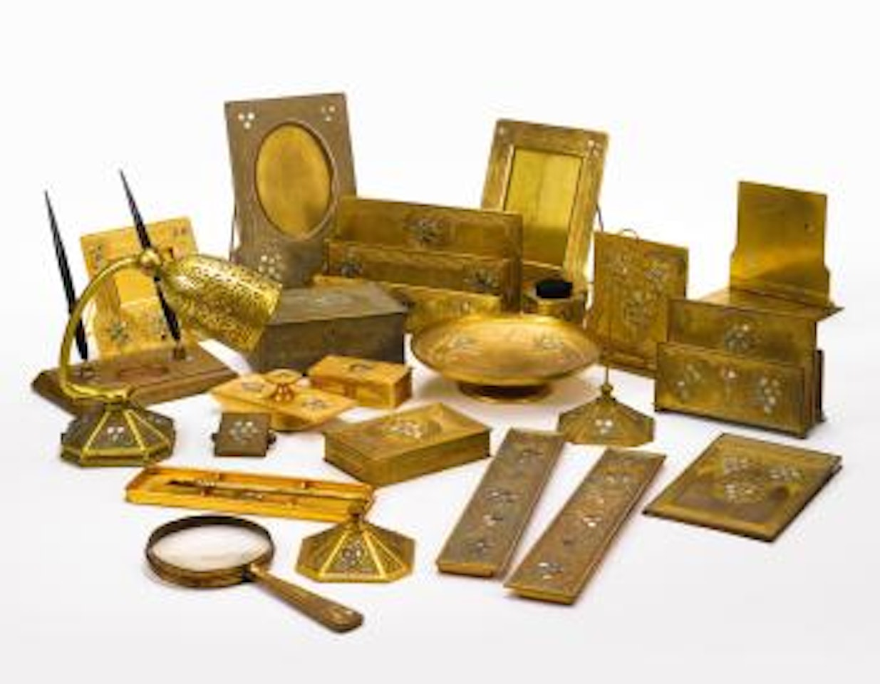 Twenty-four Piece "Abalone" Desk Set by Tiffany Studios