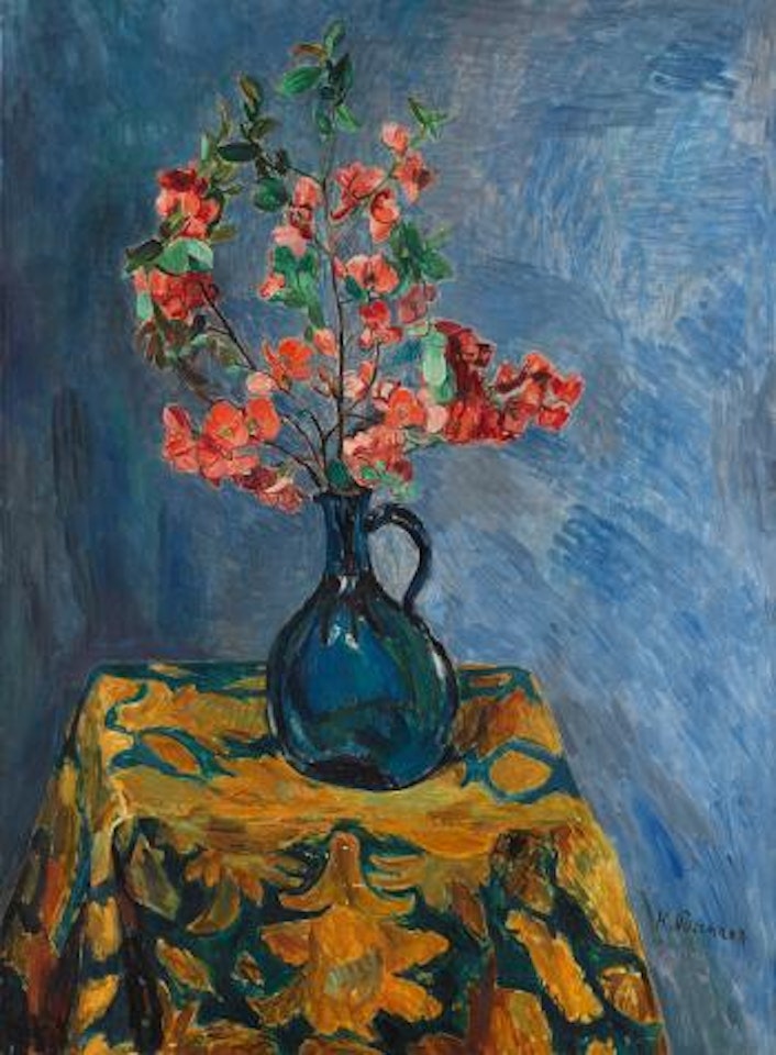 Blütenstrauß in blauer Vase by Hans Purrmann