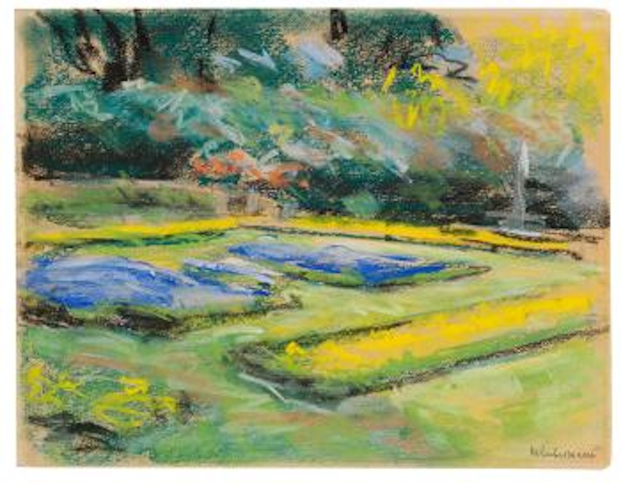 Blumenterrasse im Wannseegarten nach Nordwesten by Max Liebermann
